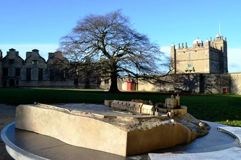 Bolsover Castle: A model of Bolsover Castle and the real thing beyond