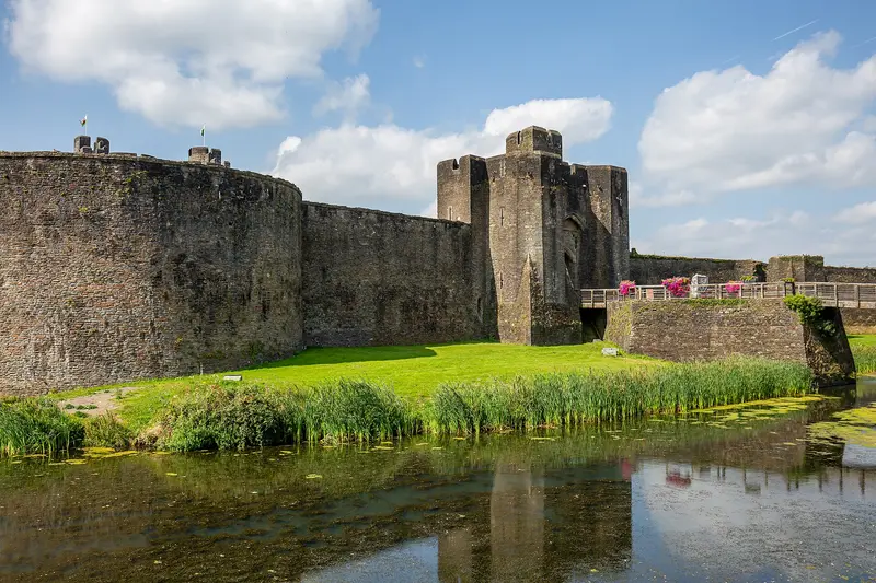 Caerphilly Castle: A view of Caerphilly Castle east gate in September 2021.