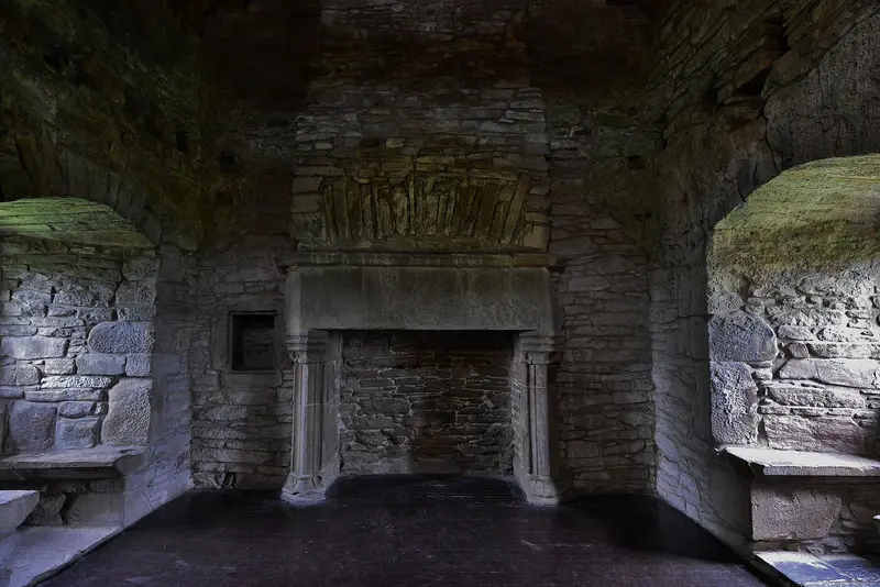 Huntingtower Castle: Second floor fireplace