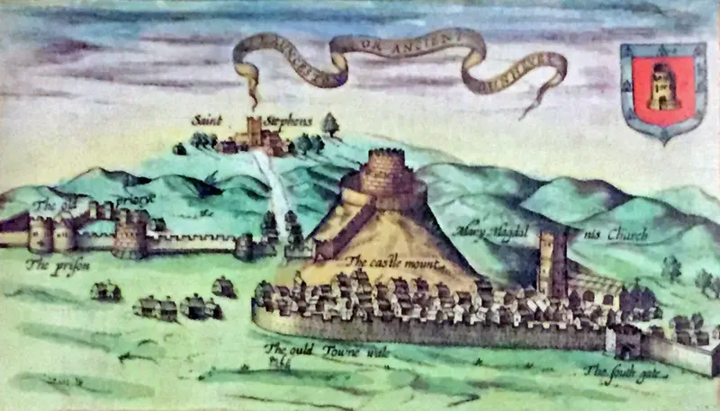 Launceston Castle: Launceston Castle, depicted by John Speed