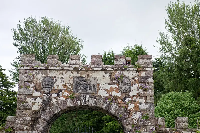 Muncaster Castle: Muncaster: Entrance gateway and walls to north of Muncaster Castle