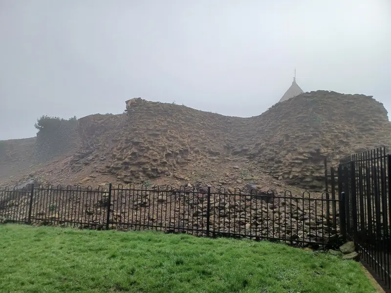 Oakham Castle: Ruins of the curtain wall of Oakham Castle, Rutland, England. 13th century. Scheduled monument.