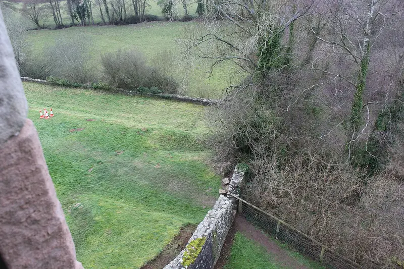 Raglan Castle: East end of garden terraces, Raglan Castle
