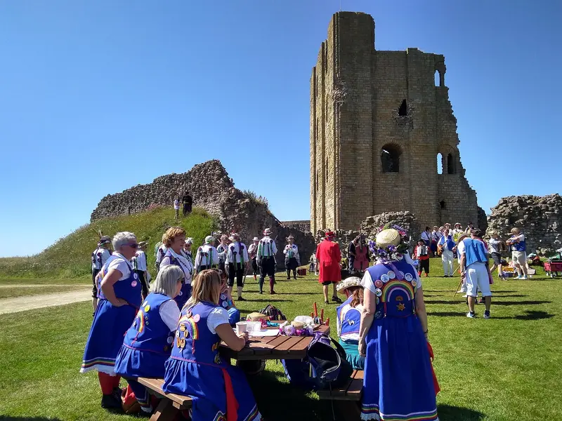 Scarborough Castle: During the annual performances at Scarborough Castle as part of Yorkshire Coast Morris' Weekend of Dance there is a short interval for Rainbow Morris while Muck