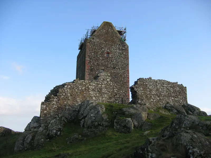Smailholm Tower: West facade of Smailholm Tower , Scotland.