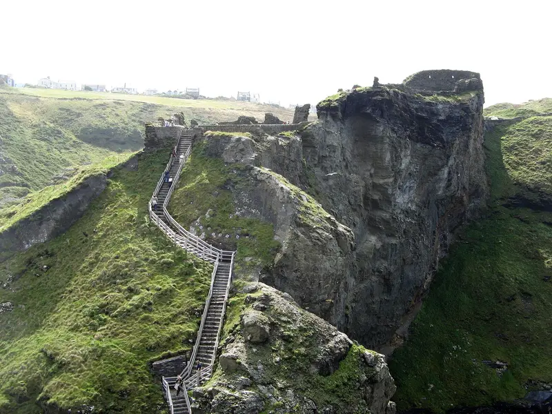 Tintagel Castle: Mainland Courtyard of Tindagel Castle, Cornwall, England