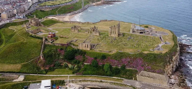 Tynemouth Priory and Castle: Arial view of Tynemouth Priory and Castle.