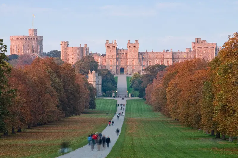 Windsor Castle: Windsor Castle at sunset as viewed from the Long Walk in Windsor, England. Taken by myself with a Canon 5D and 70-200mm f/2.8L lens at 200mm.