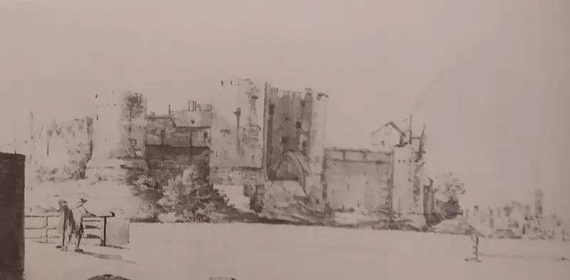 York Castle (Clifford's Tower): View of York Castle from the south-west, in about 1700